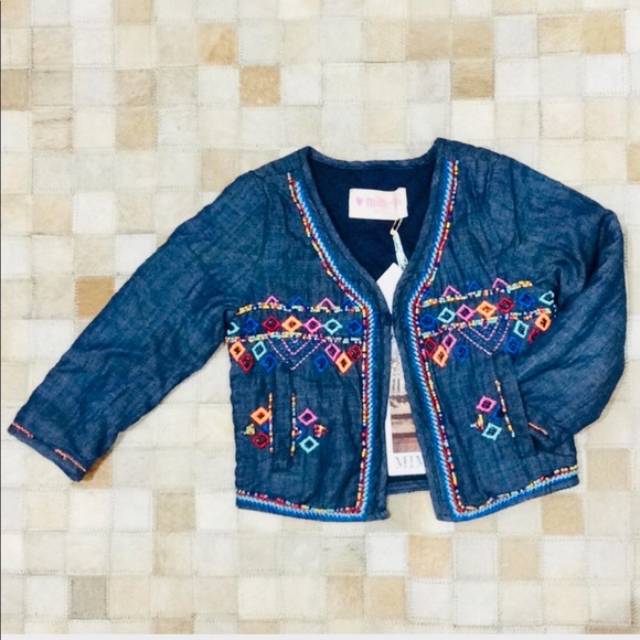 Little girl Embroidered denim jacket - Picture 1 of 6